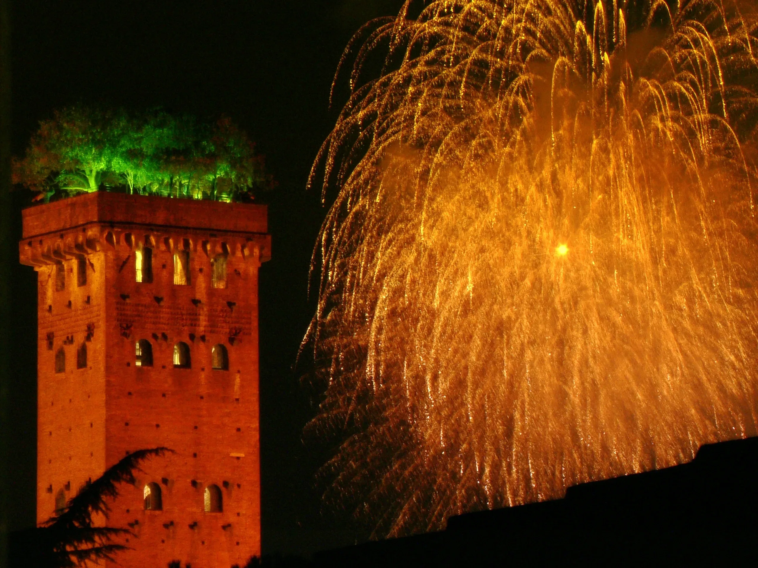 Lucca Fireworks By The Torre Guinigi